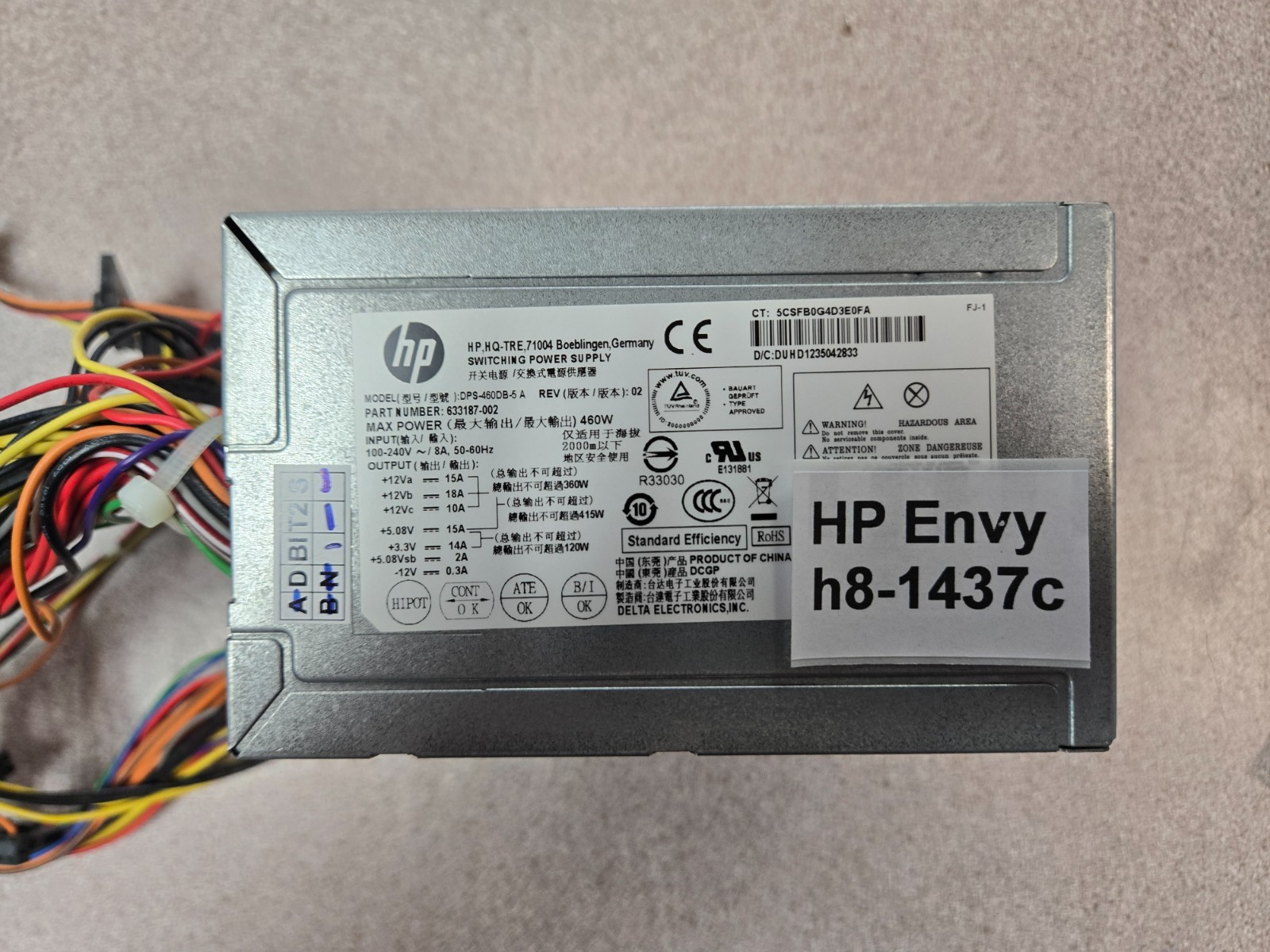 Genuine HP Envy H8-1437c 460W PSU