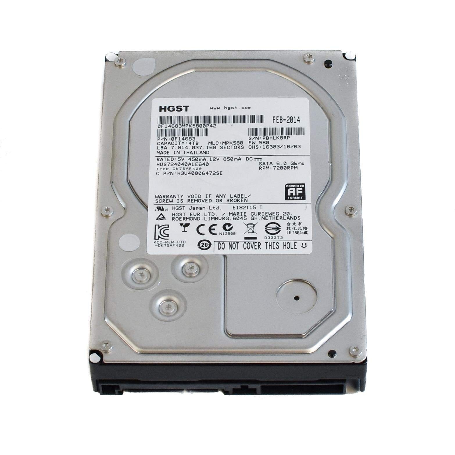 HITACHI 3.5" 4TB 7.2K SATA 6Gb/s HARD DRIVE HUS724040ALE640