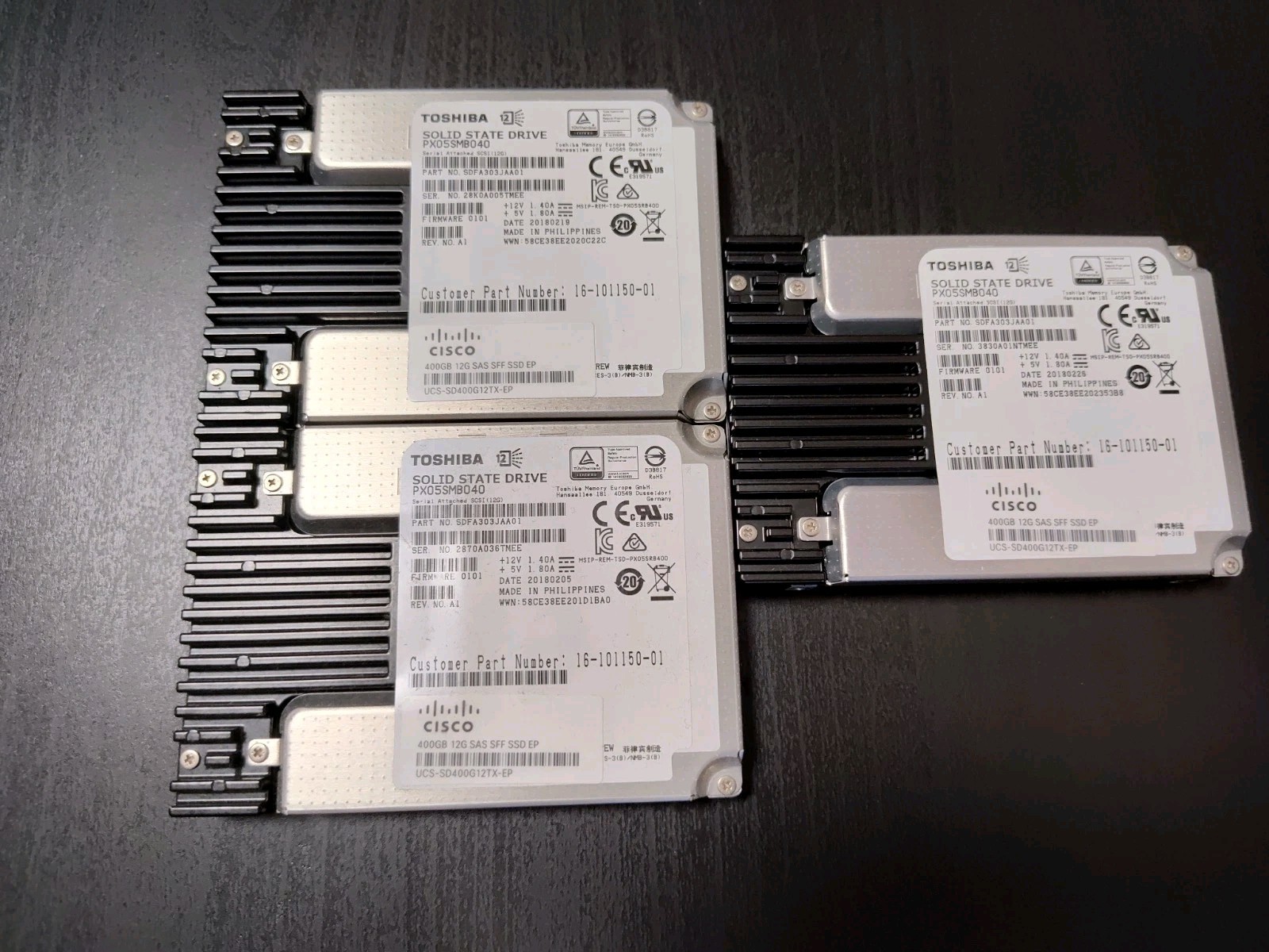 Lot Of 3 Cisco Toshiba PX05SMB040 UCS-SD400G12TX-EP 400GB SAS 
