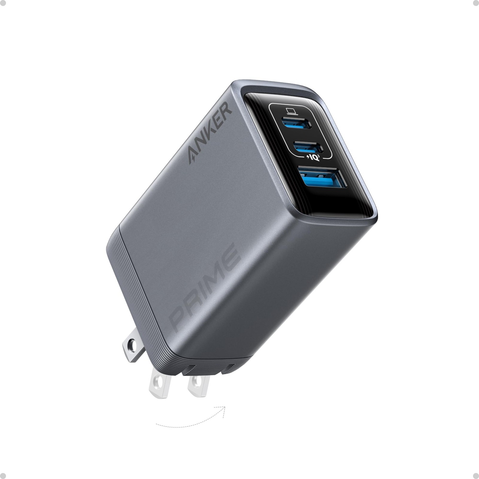 Anker Prime Charger, 100W Max 3-Port Compact Foldable Compact, Phantom Gray