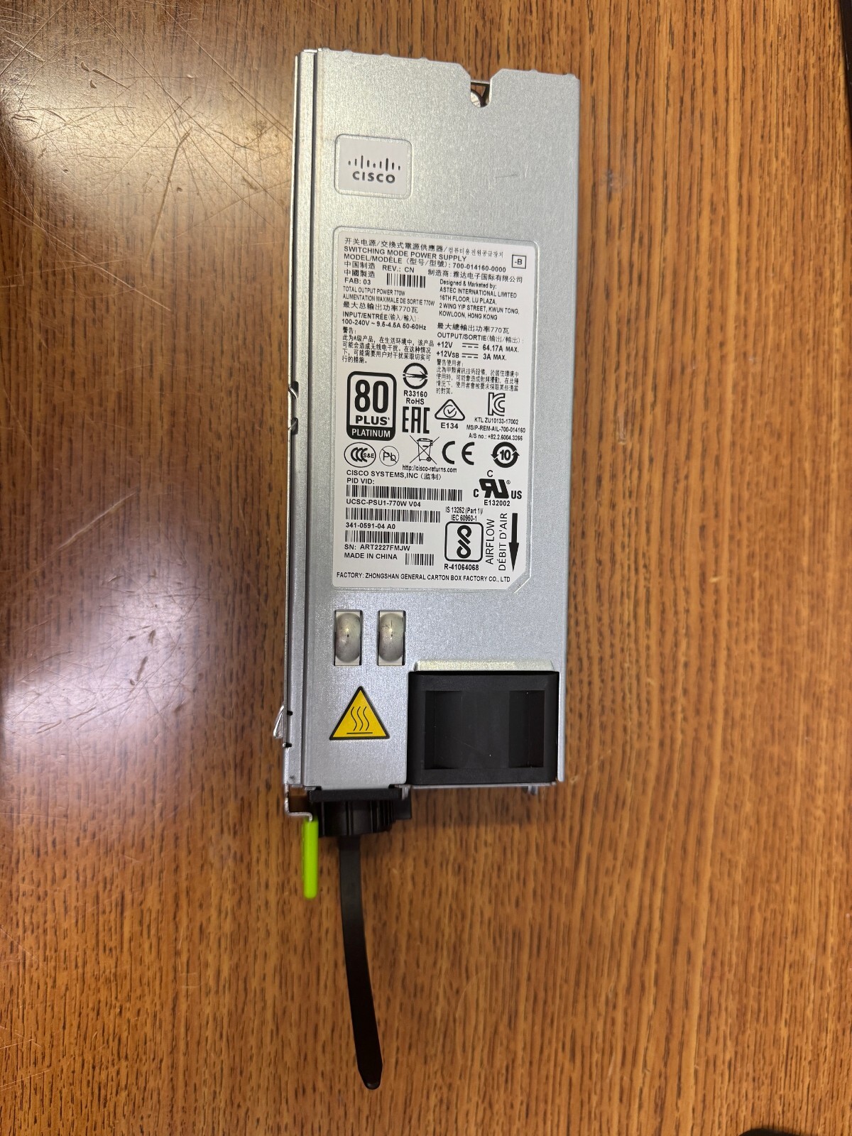 Lot of 5 Cisco Genuine UCSC-PSU1-770W V01 341-0591-01 A0 770 Watt Power Supply