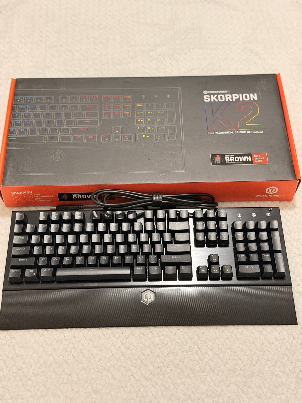CyberPowerPC Skorpion K2 RGB Mechanical Keyboard Brown Switch USB Wired Black