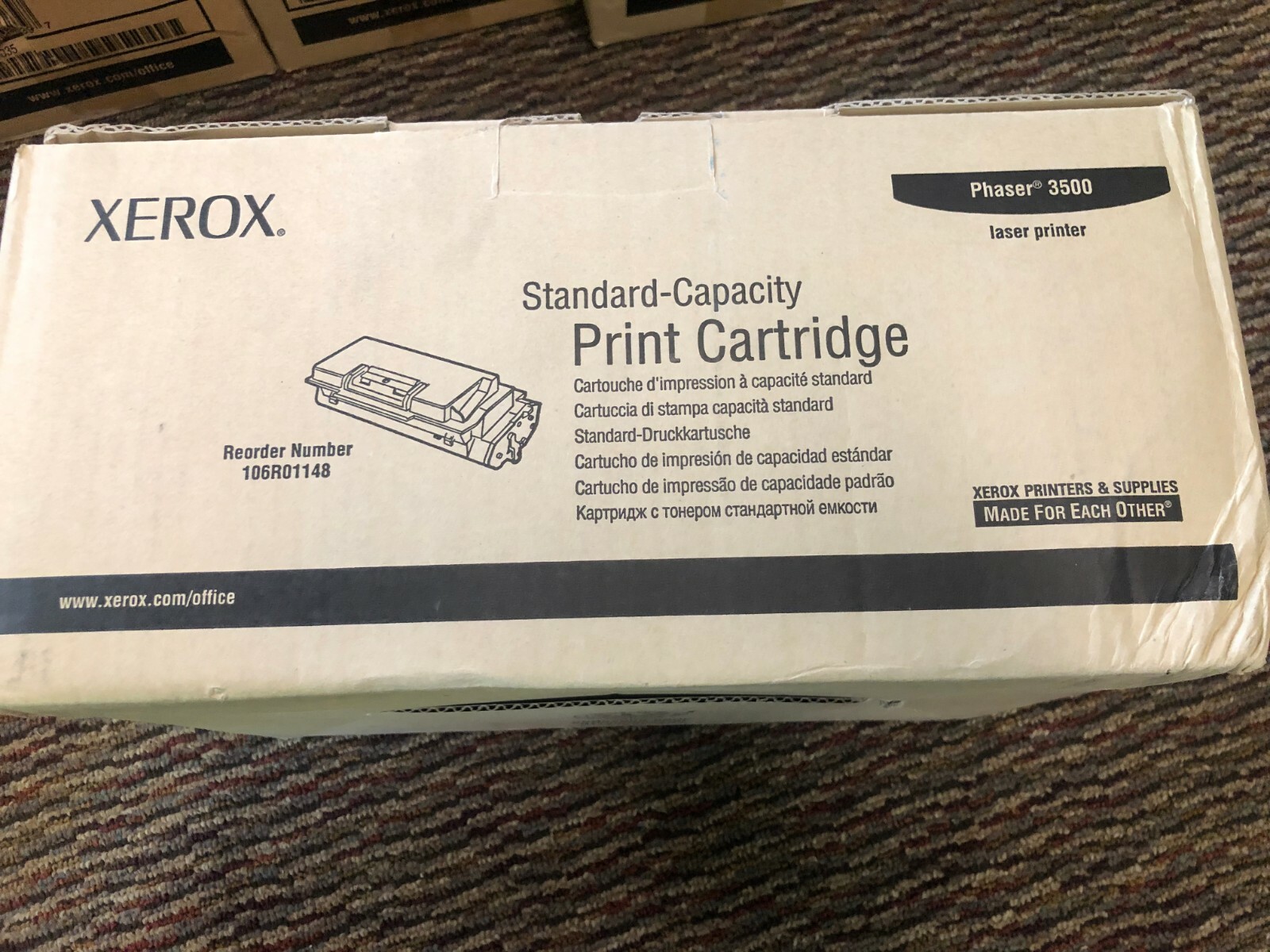 Genuine Xerox 106R01148 Black Toner Cartridge Phaser 3500, NEW SEALED BOX