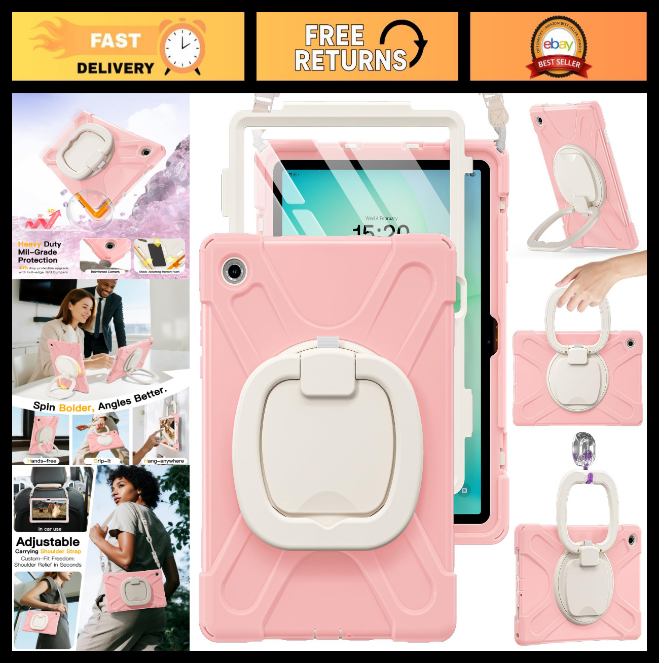 Samsung Galaxy Tab A11+ Plus Case - 2025, Stylish Sakura Pink, Durable Protectio