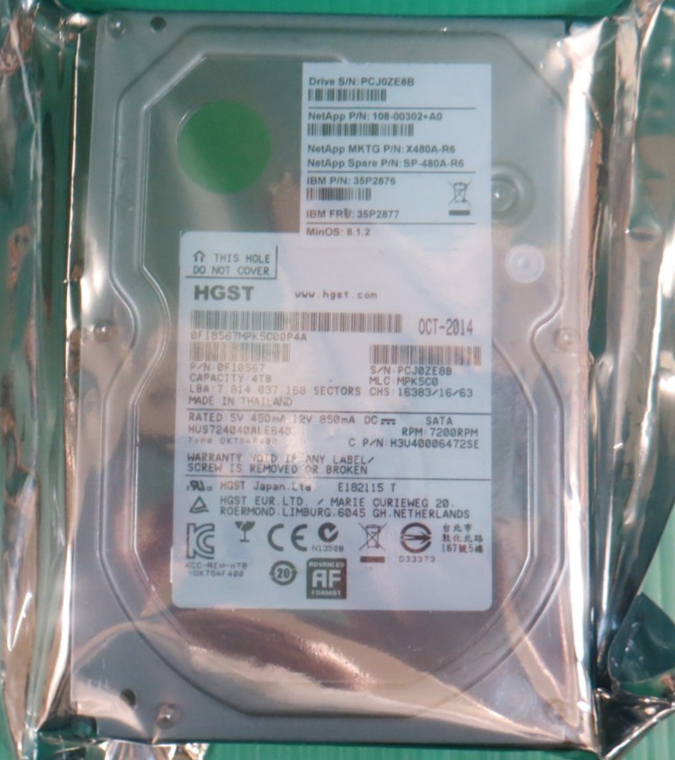 HGST / NetApp  4TB / 64MB / SATA / 3.5" HDD / HUS724040ALE640 / 0F18567 / REFURB