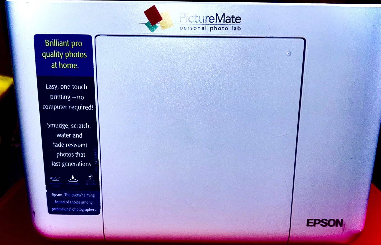 Epson PictureMate PM 260 prtbl Color Inkjet Photo Printer USB 4x6 w/cord no batt