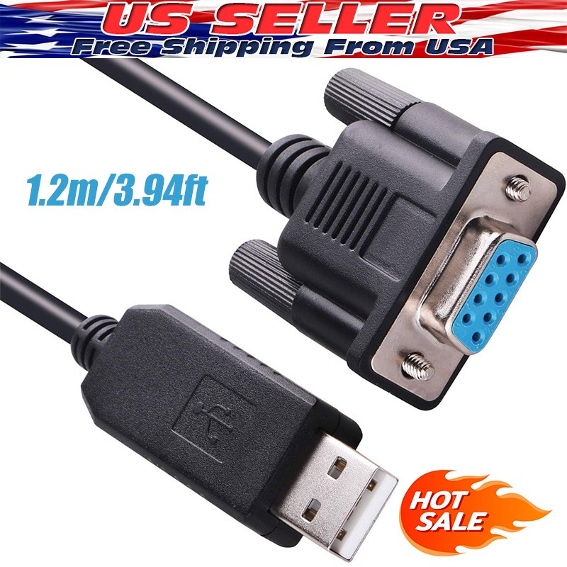 USB to RS232 Adapter with FTDI Chipset, 3.9 Ft USB 2.0 Male to RS232 Female DB9