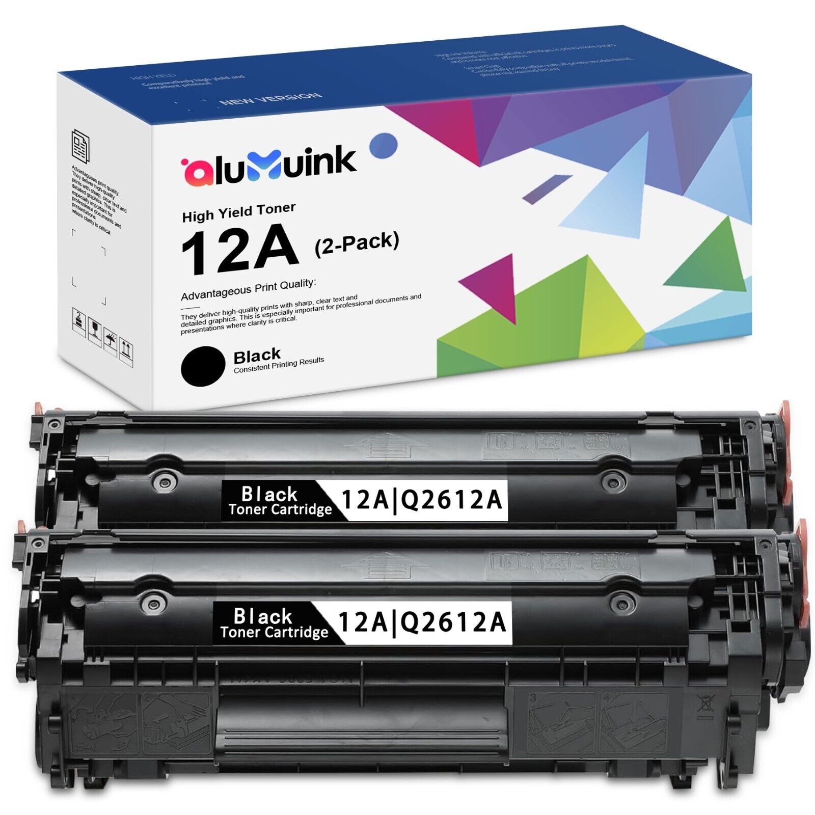 12A Toner Replacement for HP 12A Q2612A Toner 3030 3050 3050z (Black, 2-Pack)