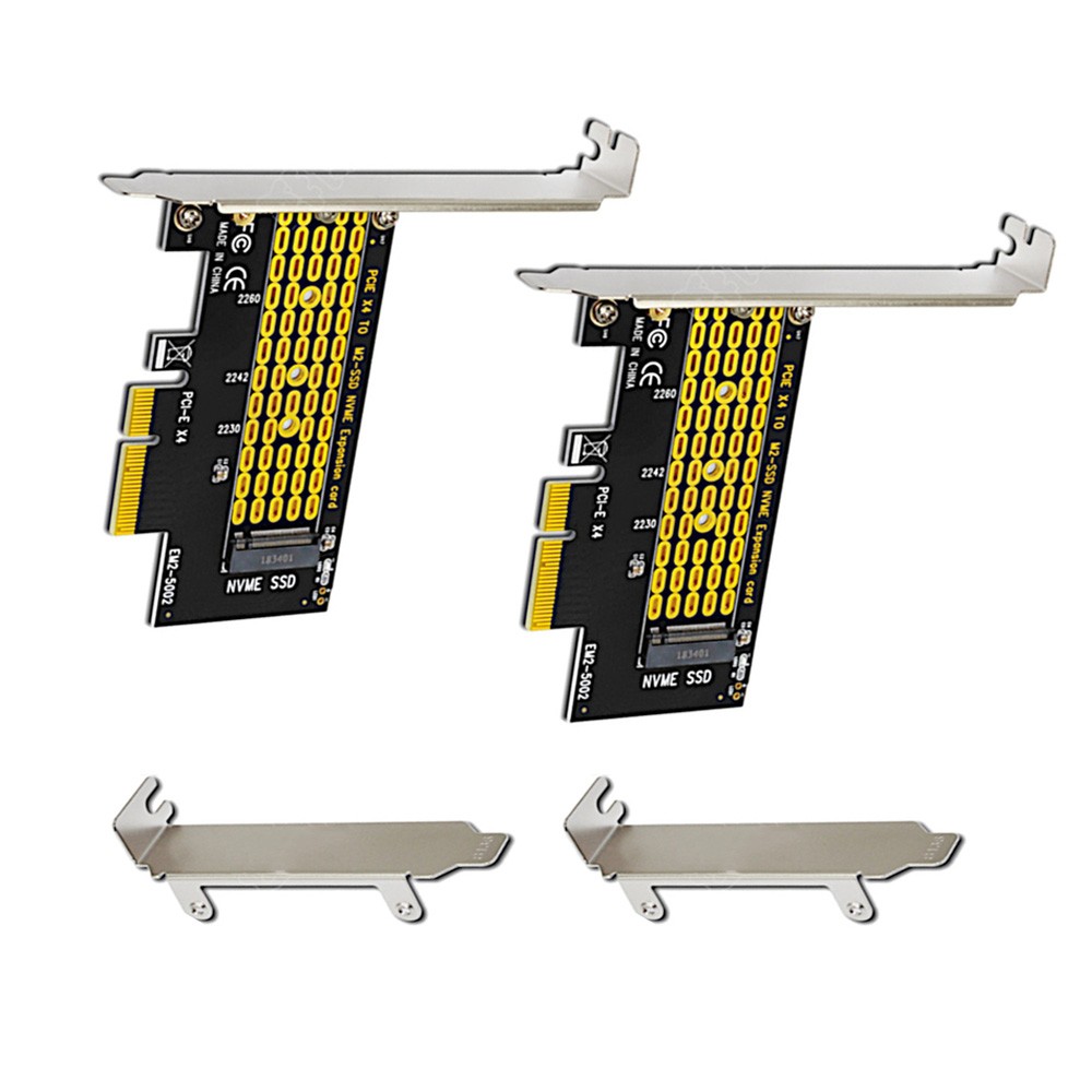 2Pcs M.2 NGFF M-Key to Desktop PCIEx4 NVME SSD Adapter Card 2230 2280 w/ Bracket