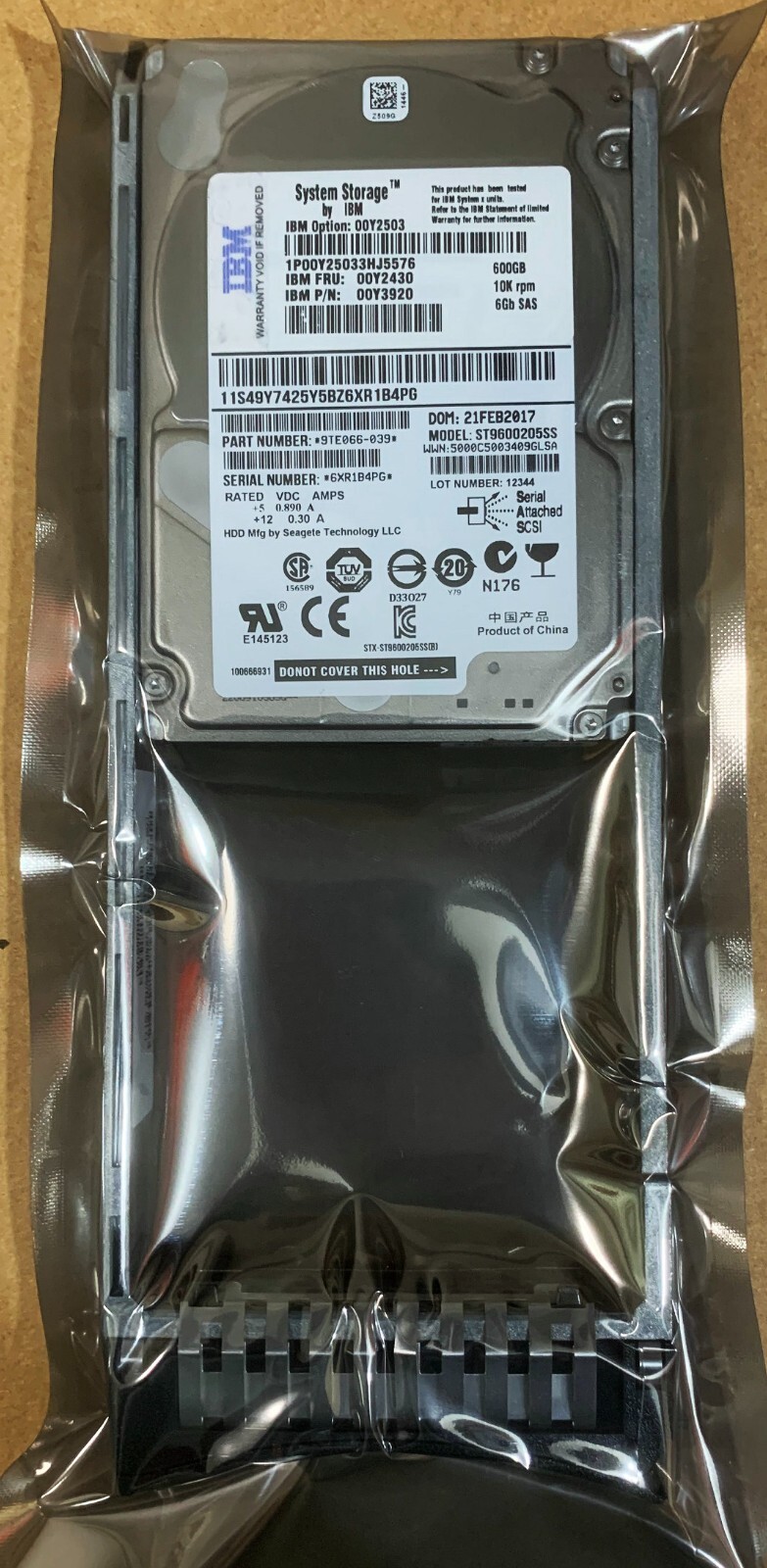 00Y2503 00Y2430 00Y5707 00MJ145 FOR FIT IBM 600GB 10K 2.5" SAS V3700 Hard Drive