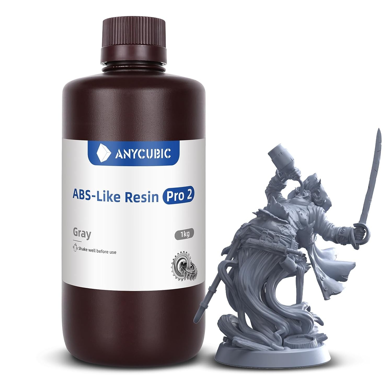 1kg Grey ABS-Like Resin Pro 2 3D Printer Resin Low Odor Toughness Enhanced