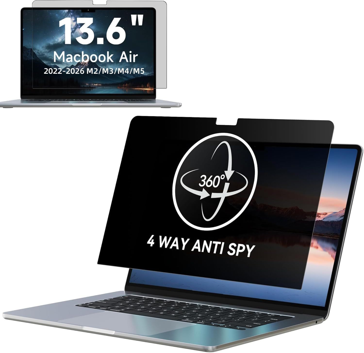 360° Privacy Matte Anti Glare Screen Protector for Macbook Air 13.6 Inch