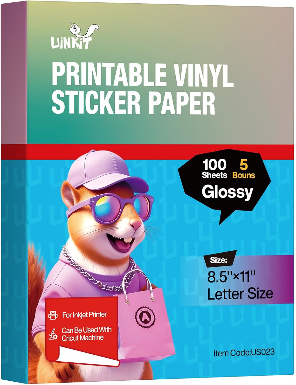 Premium Glossy Printable Vinyl Sticker Paper 8.5"X11" 105 Sheets
