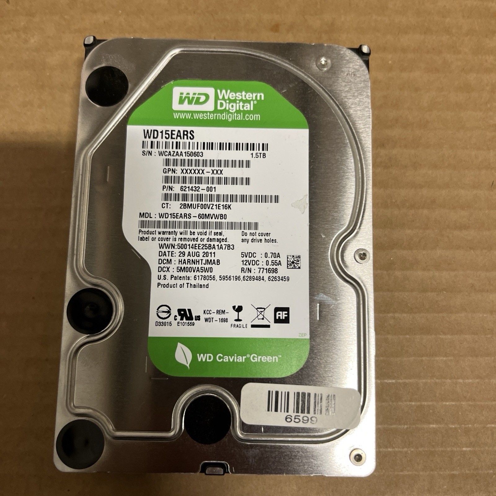 Western Digital 1.5TB SATA 3.5" WD Green WD15EARS 3Gbps 5.4K RPM Enterprise HDD