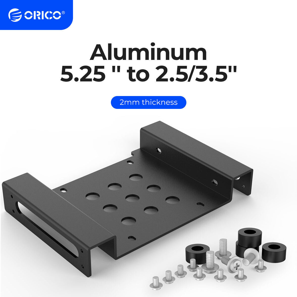 ORICO Aluminum 5.25 to 2.5/3.5 Internal Hard Disk Drive Mounting Kit with Screws