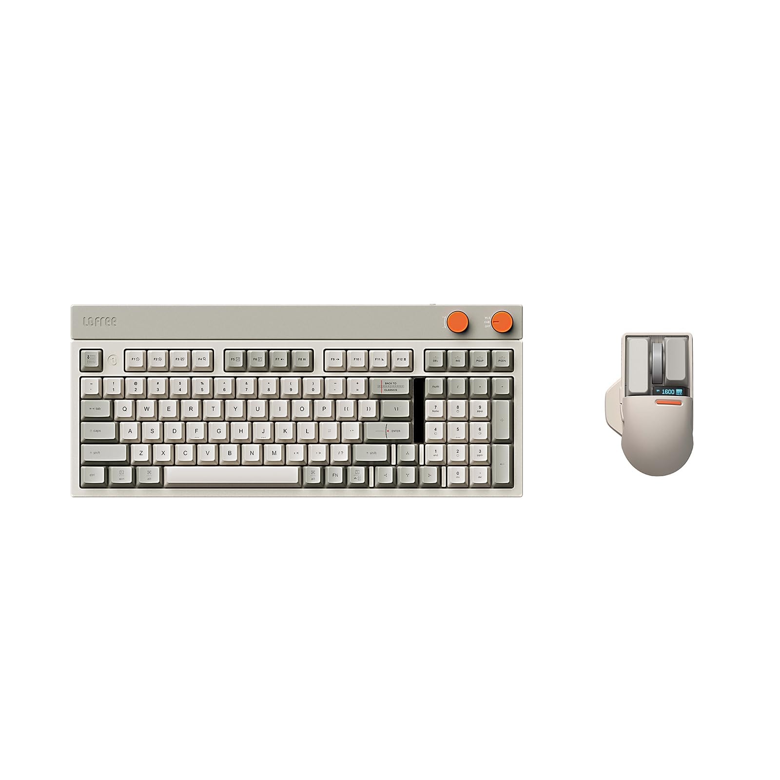 LOFREE Block Wireless Mechanical Keyboard Mouse Set, 98 Keys Orange