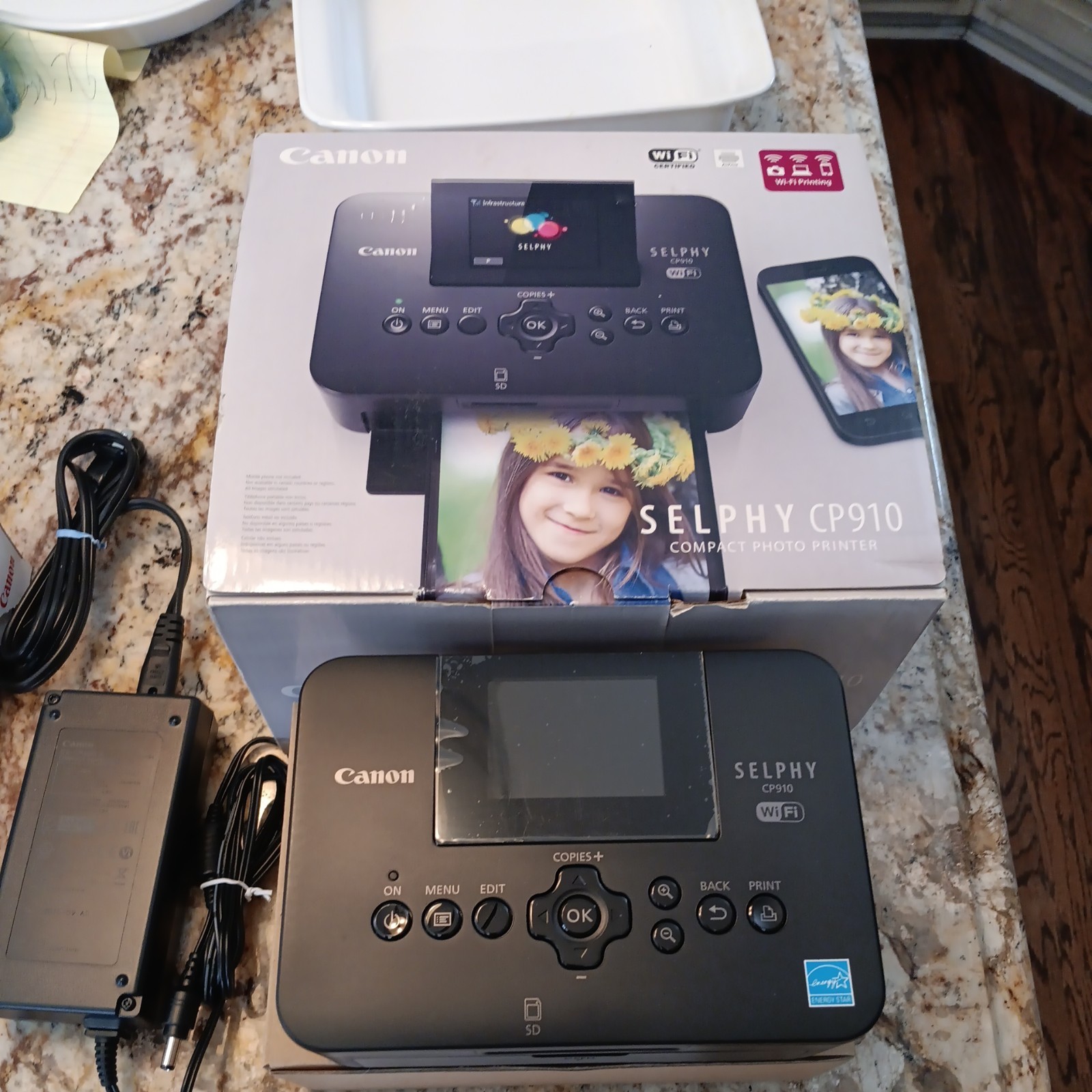 Canon Selphy WiFi CP910 Wireless Compact Photo Printer Used Wth Adapter 