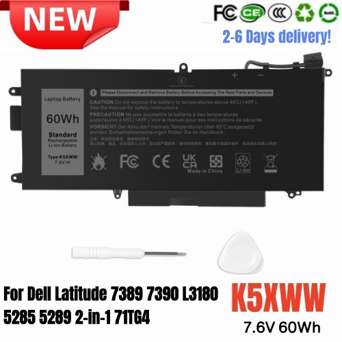 ✅LOT K5XWW Battery For Dell Latitude 7389 7390 L3180 5285 5289 2-in-1 71TG4 60Wh