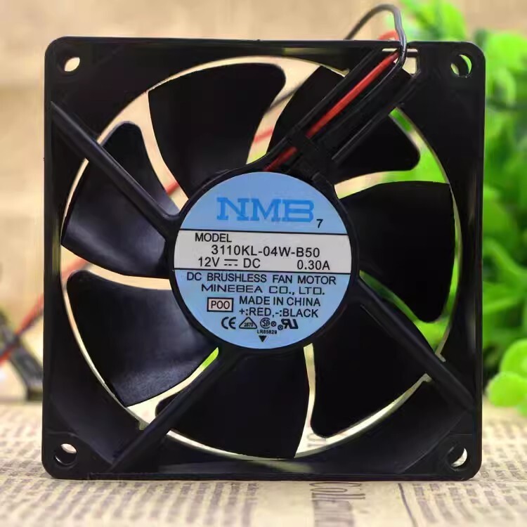 NMB 3110KL-04W-B50 8025 DC12V 0.30A 8CM 2-Wire Dual Ball Cooling Fan