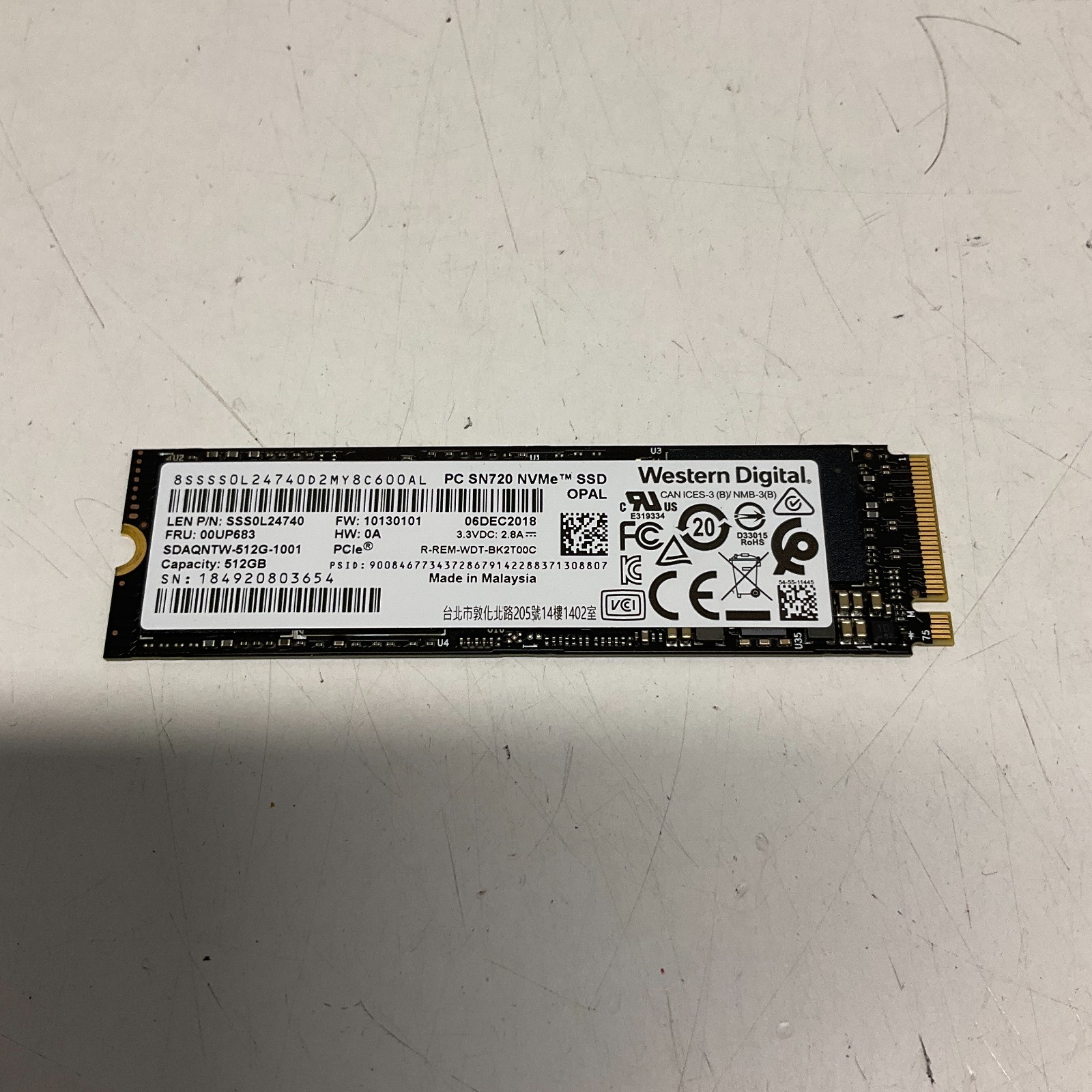 Western Digital SN720 512GB M.2 2280 NVMe SSD SDAQNTW-512G-1001