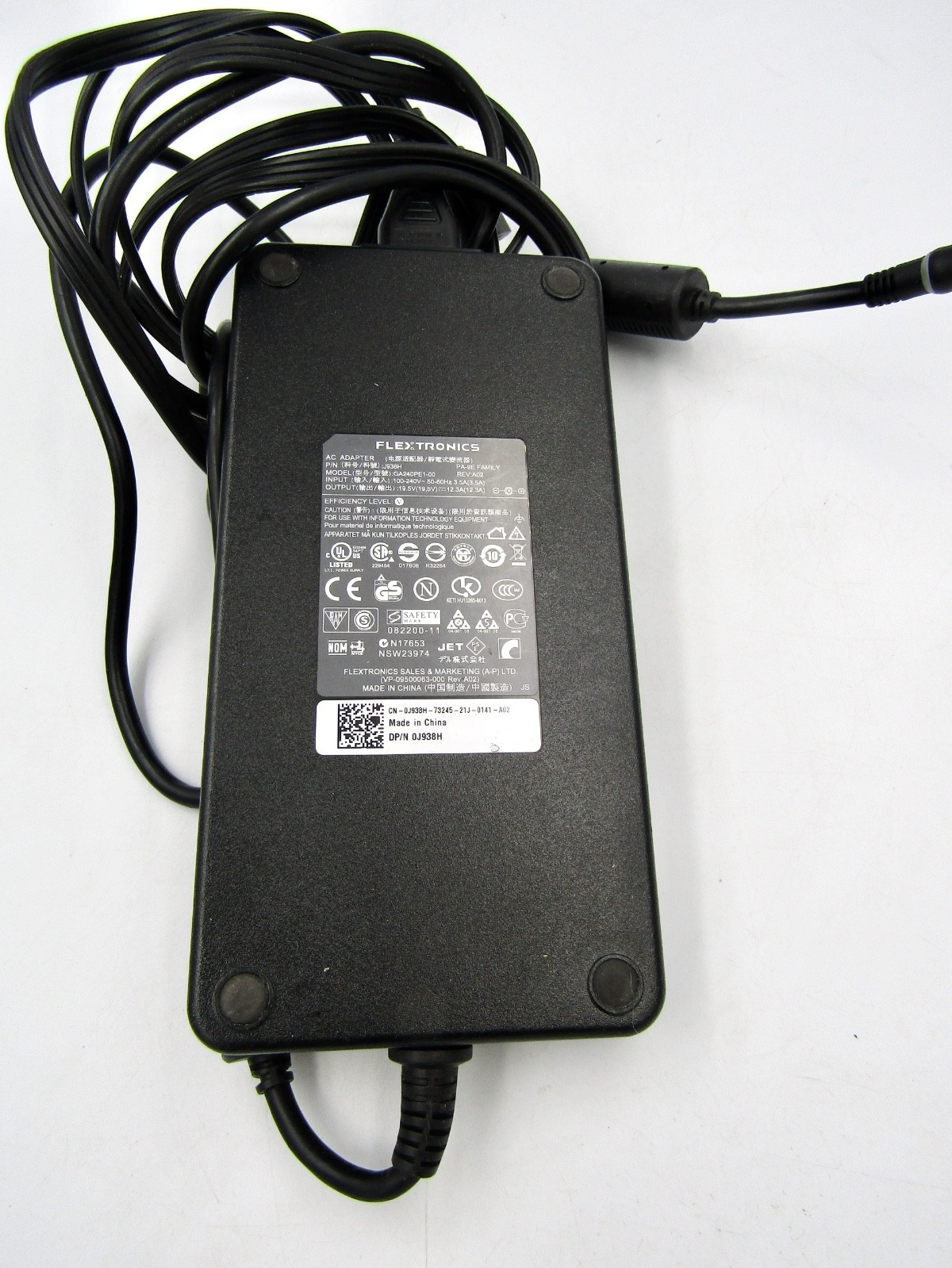 Flextronics 240W DEll Laptop AC Adapter GA240PE1-00 / J938H, 19.5V 12.3A - Used