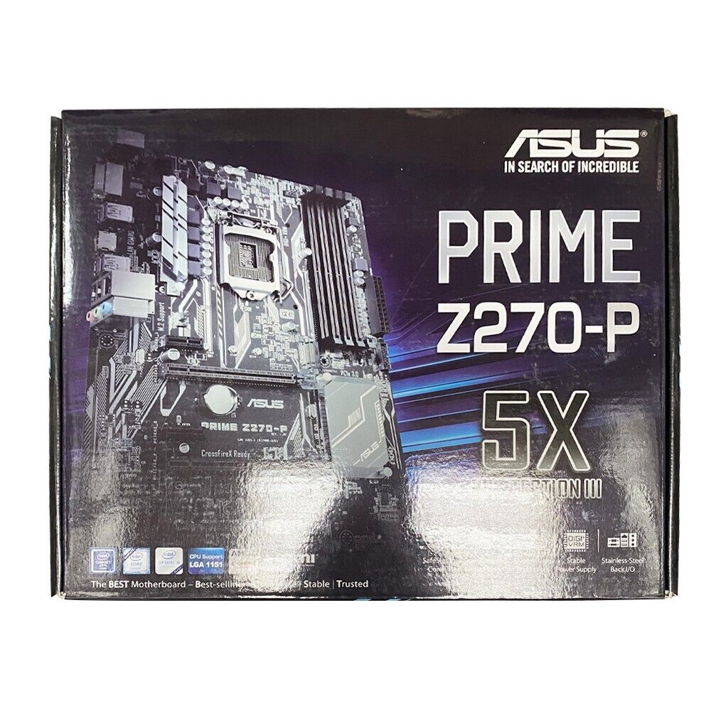 ASUS PRIME Z270-P Motherboard ATX Intel Z270 LGA1151 DDR4 SATA3 HDMI M.2 DVI+BOX