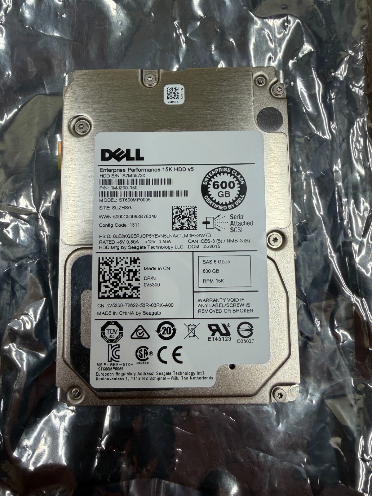 Dell Enterprise Performance 15K 600GB 2.5" SAS 6Gbps Hard Drive 0V5300
