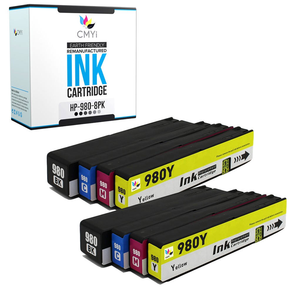 CMYi 8-Pack Compatible 980 Ink fits HP OfficeJet Enterprise Color X555xh