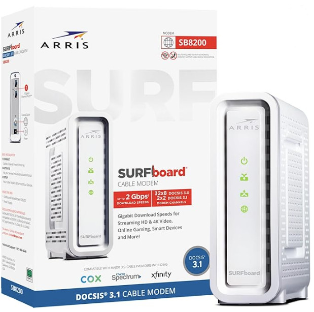 ARRIS SURFboard SB8200 DOCSIS 3.1 Cable Modem - White - Xfinity Spectrum and Mor