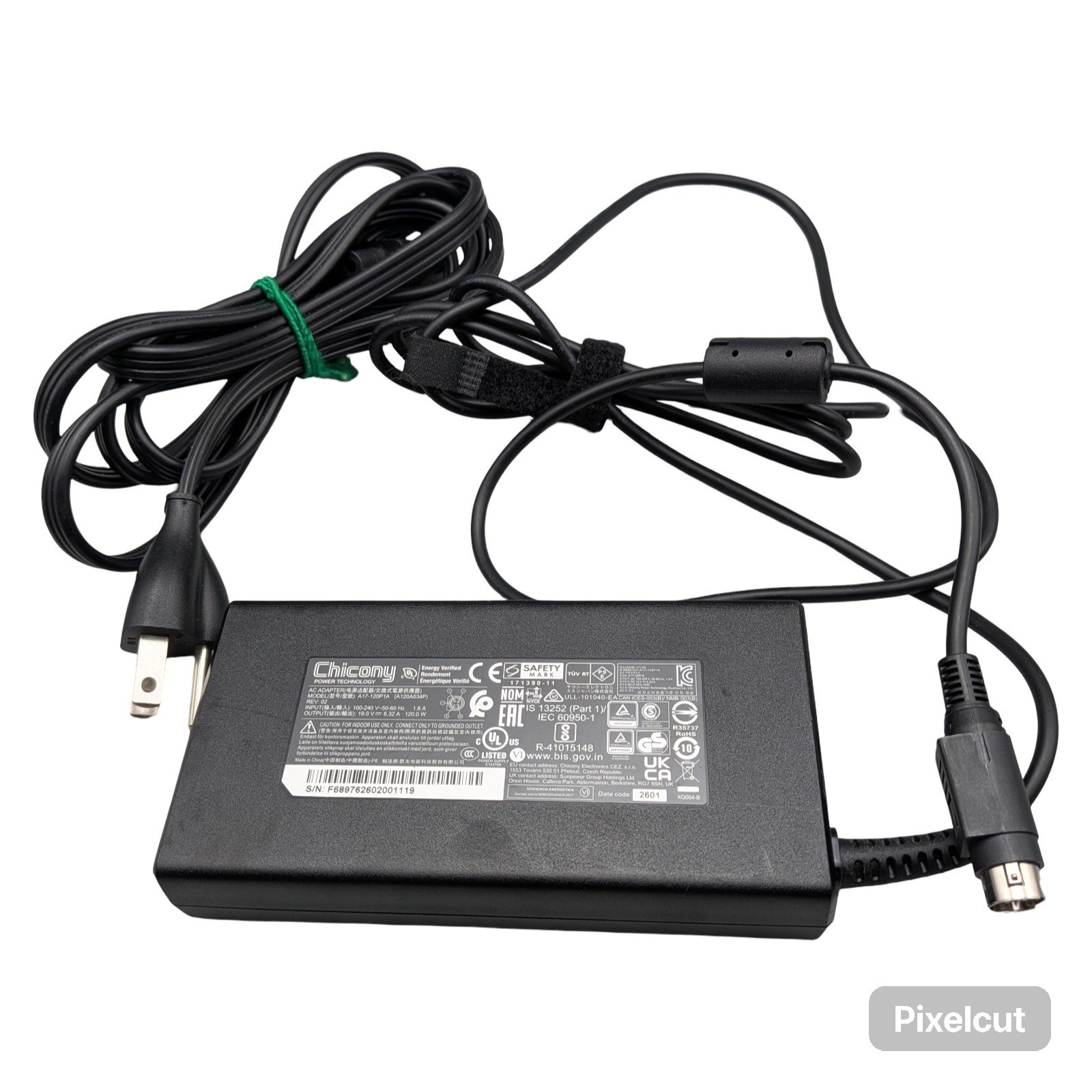 Chicony A17-120P1A AC Adapter 19V 6.32A 120W 4-Pin DIN Power Supply A120A034P