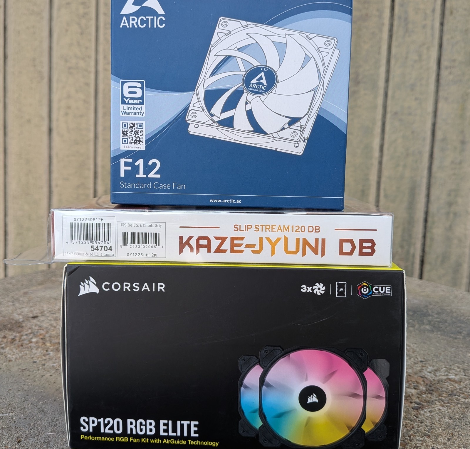 5 case fans 120mm 3-pin Arctic F12, Scythe Slip-Stream, ARC white computer fan