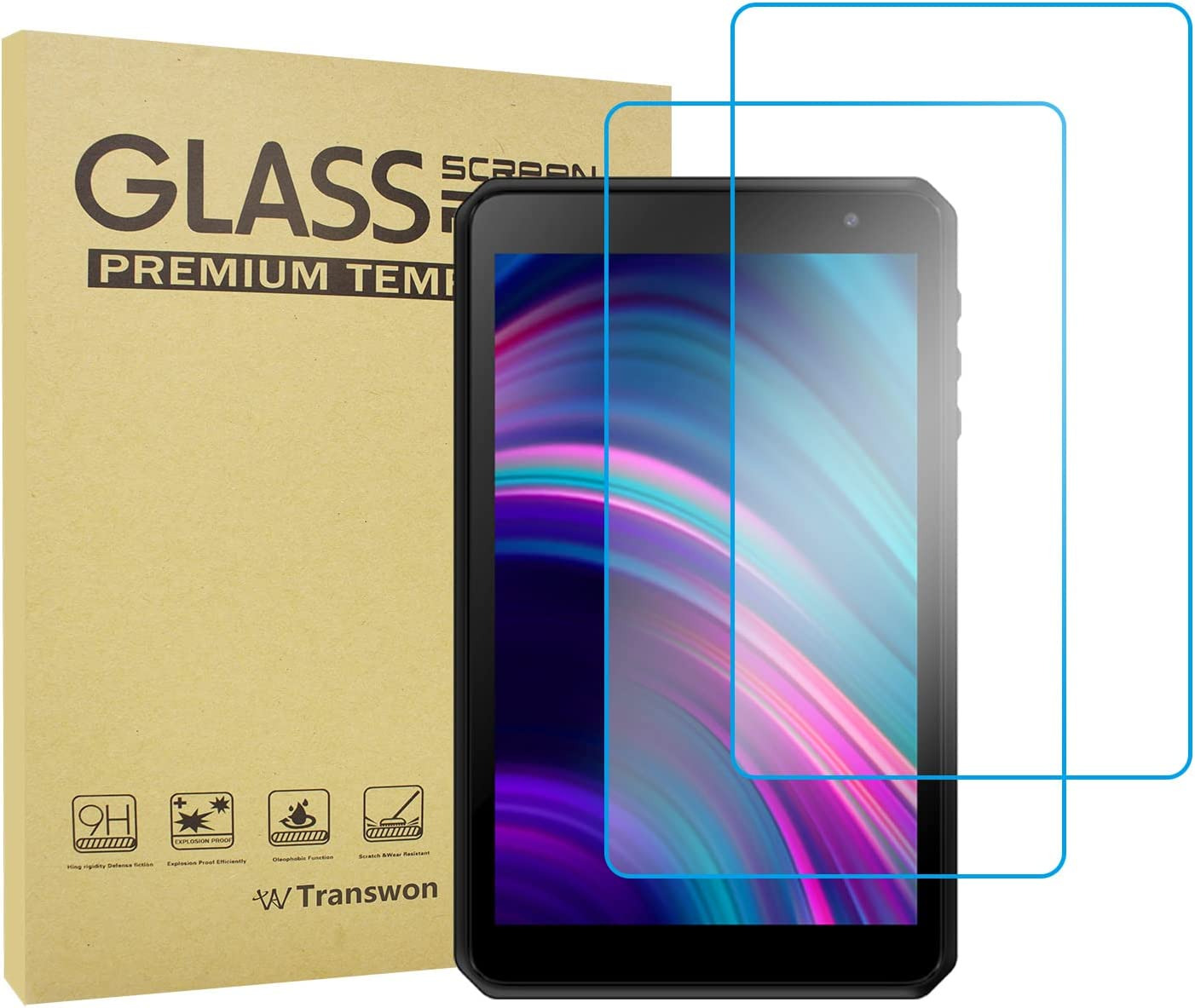 Transwon 2PCS Tempered Glass for BLU M8L Tablet 8 Inch/ M8L 2022 Tablet/ M8L 