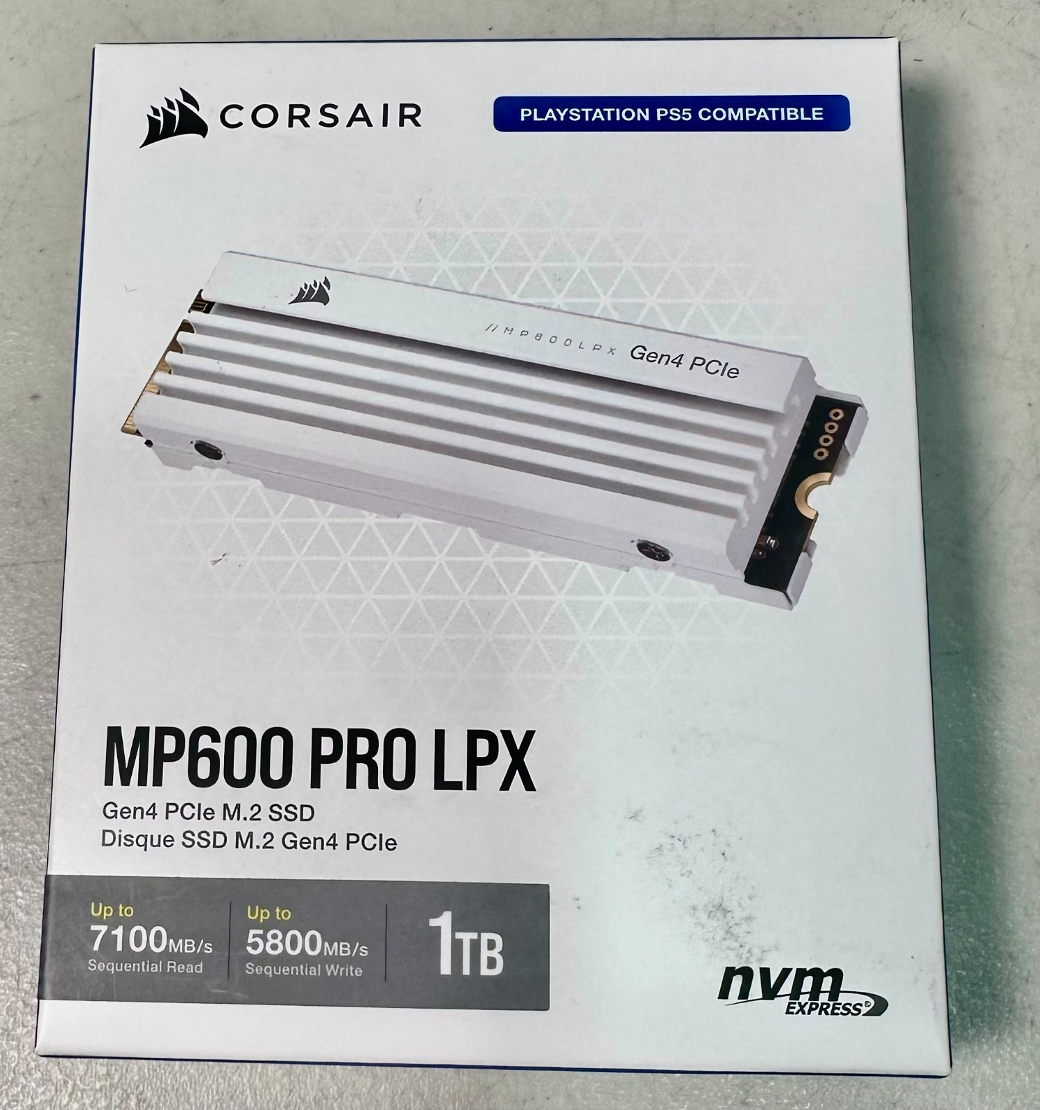 Corsair MP600 PRO LPX 1TB White SSD PS5 NVMe PCIe 4.0 M.2 2280 Heatsink