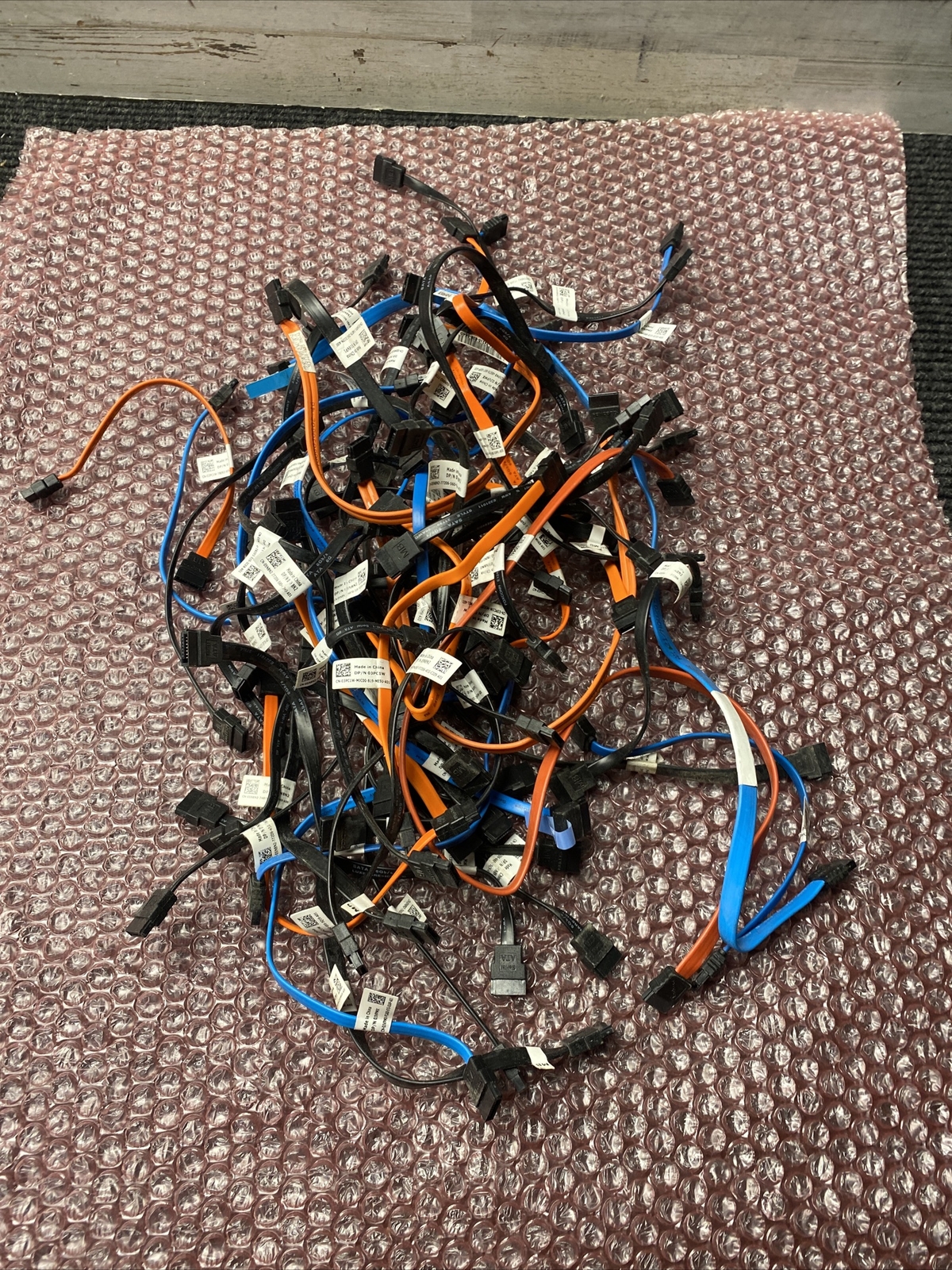 Lot of 57 MIXED OEM SATA Hard Drive Cables Black, Blue, Orange, Different Models