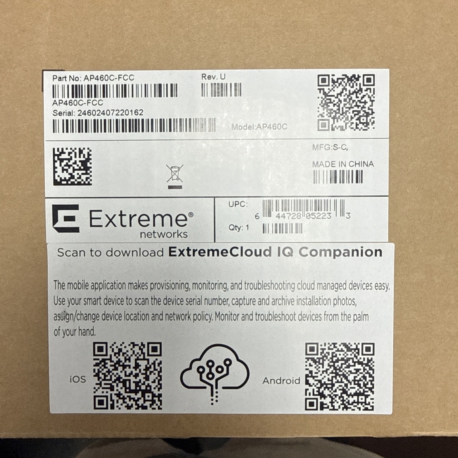 New Open Box Extreme AP460C-FCC ExtremeCloud IQ Tri-radio Outdoor WiFi 6