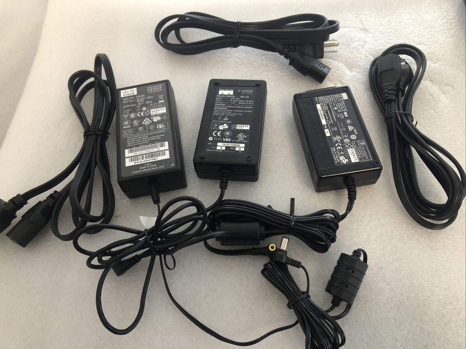 LOT OF 3X Genuine Cisco MIX MODELS  AC Power AdapterW POWER CABLES