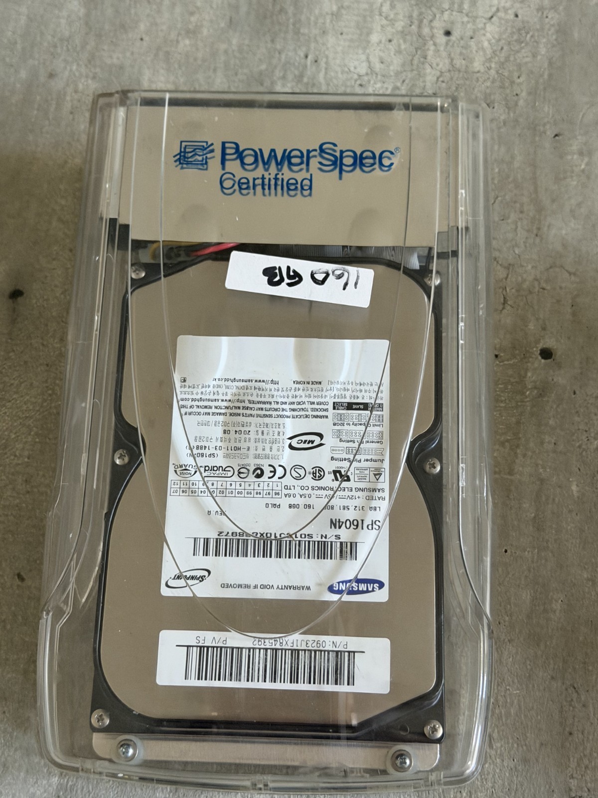 Samsung Spintpoint SP1604N 160GB Internal 3.5" HDD PowerSpec Certified Enclosure