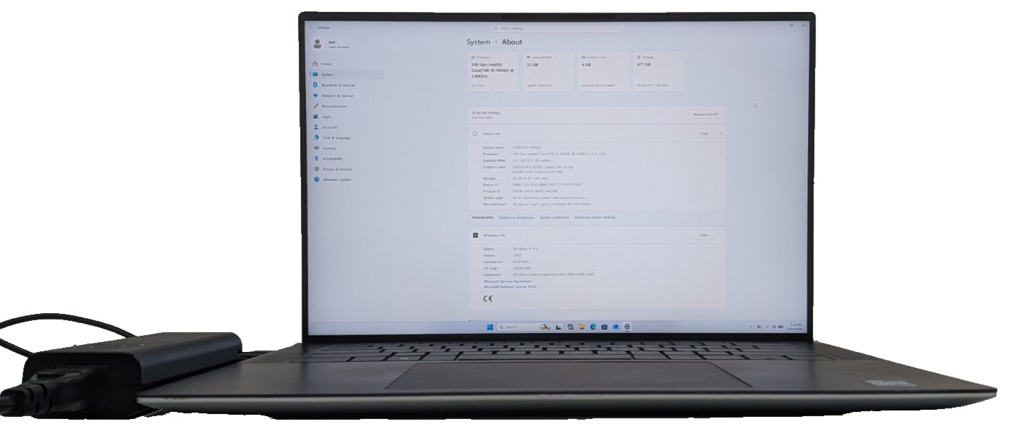 Dell Precision 5560 8 Core i9 11th 32GB 512GB SSD NVIDIA RTX A2000 W11 Grade A-