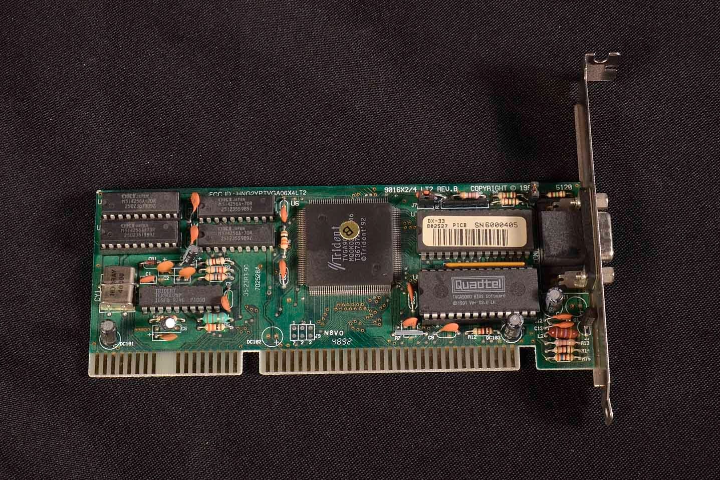Vintage Trident TVGA9000B 9016X 2/4 LT2 VGA Card