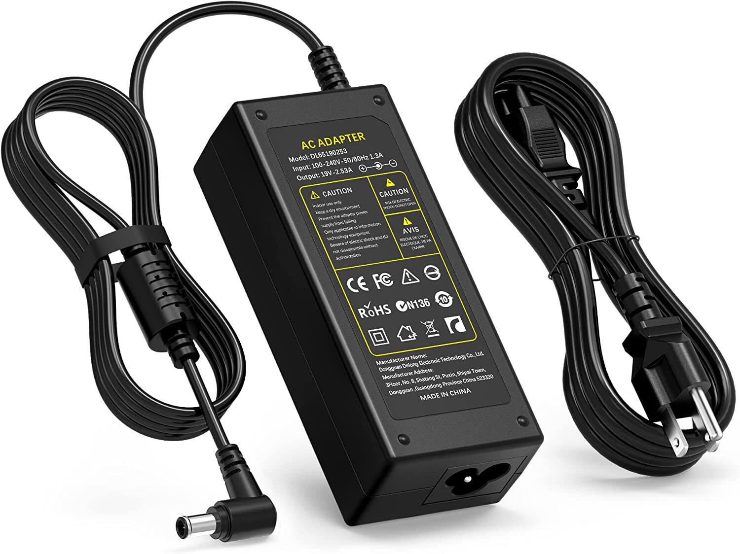 19V Power Cord for Samsung TV 32" UN32J4000, UN32J4000AF, UN32J400DAF
