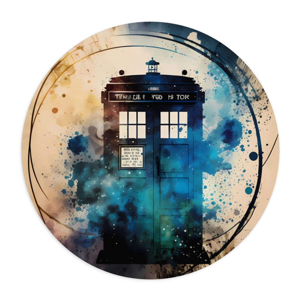 MonsterBucket Who Dr Doctor Tardis Police Box Space Time Tree Round Mouse Pad 