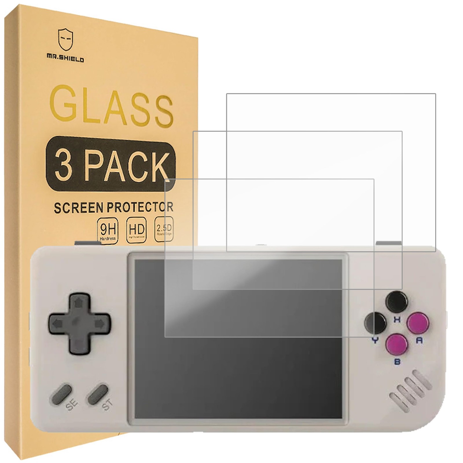 Mr.Shield 3-Pack Tempered Glass Screen Protector for Anbernic RG28XX clear