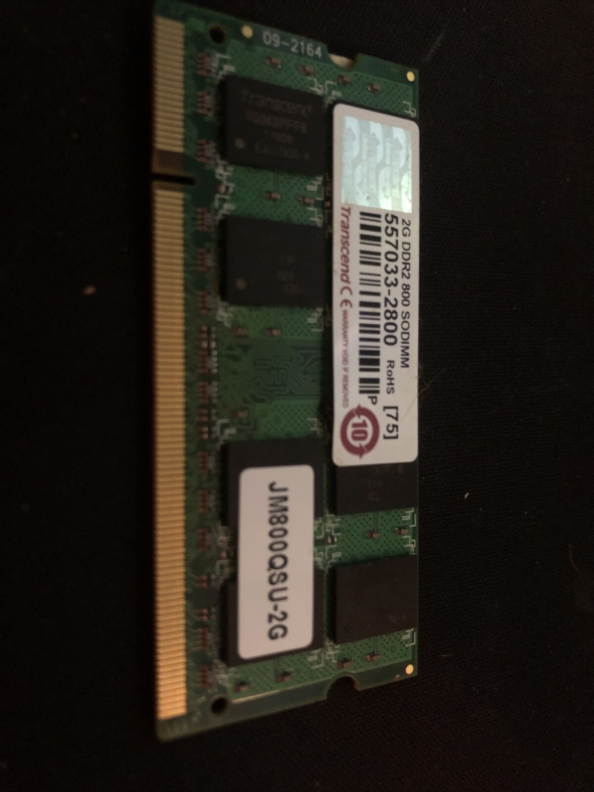 Transcend PC2-6400 2 GB SO-DIMM 800 MHz DDR2 SDRAM Memory (JM800QSU2G)