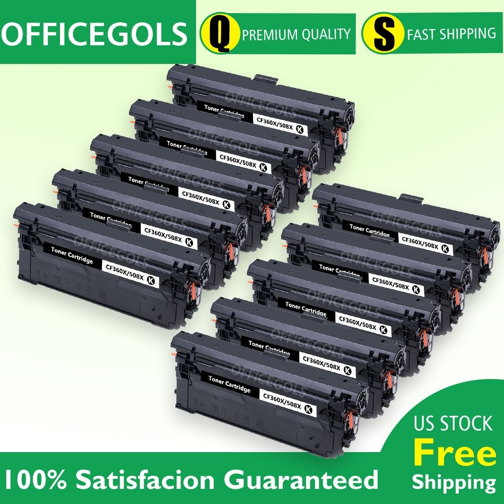 10PK CF360X Black Toner Cartridge for HP 508X Color Laserjet M553dn M577 M577dn