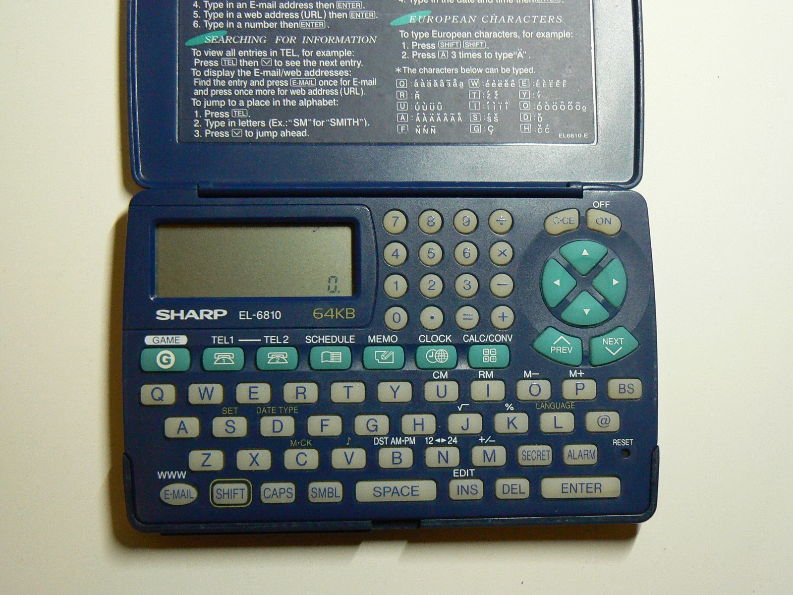 Sharp EL-6810 Pocket Organizer 64KB QWERTY Tested Vintage Digital PDA Japan