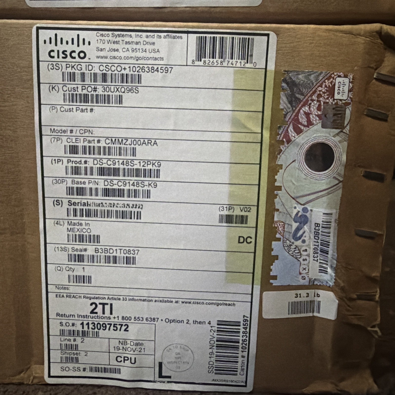 Brand New Cisco DS-C9148S-12PK9 Switch. [Free Shipping]