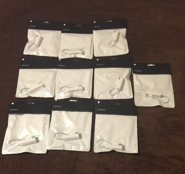 Lot of 10 Genuine  Apple USB Dial-up External 56 Kbps Modem Model MA034Z/A