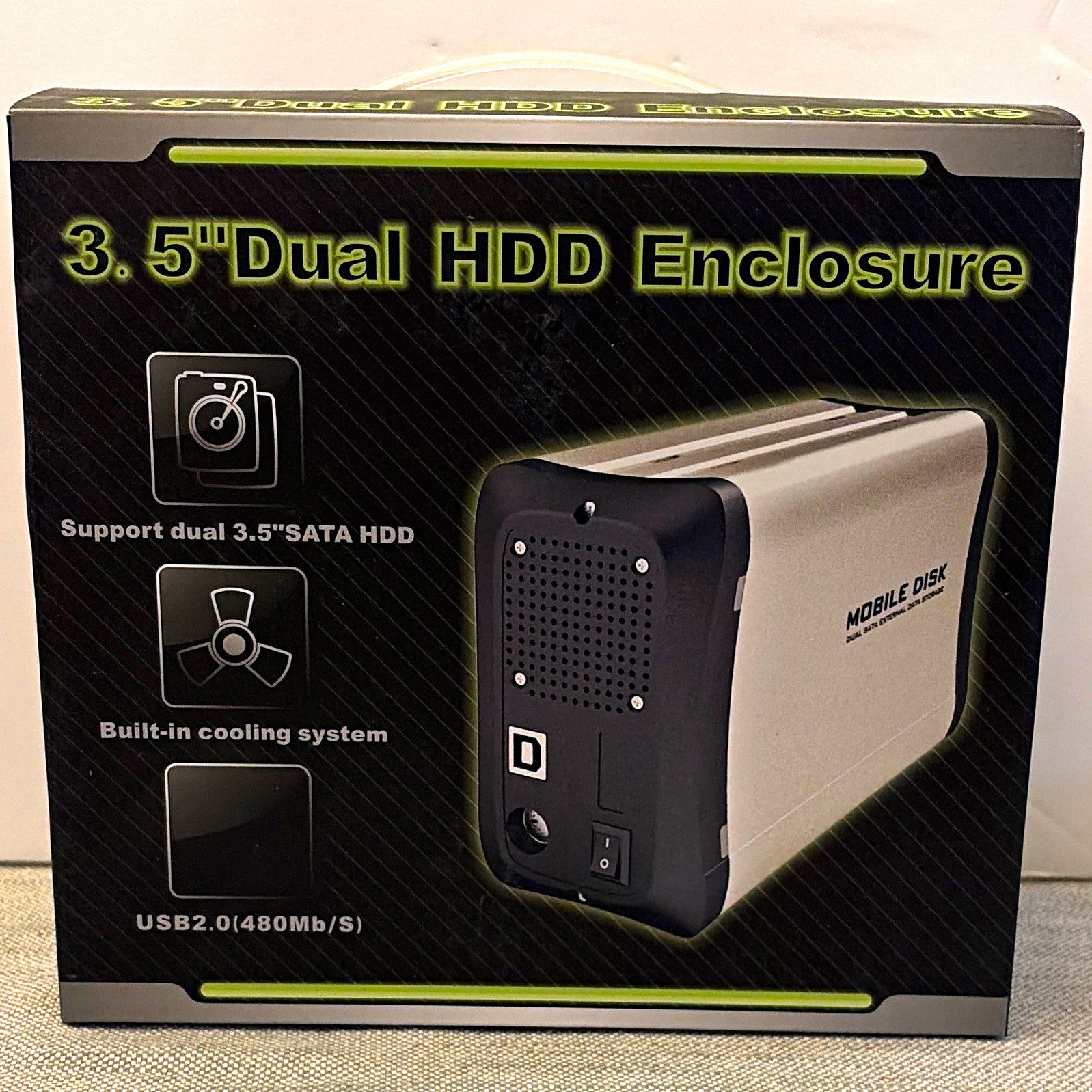 Dual 3.5in SATA II HDD Enclosure USB 2.0 Built-In Cooling ADA-3541S