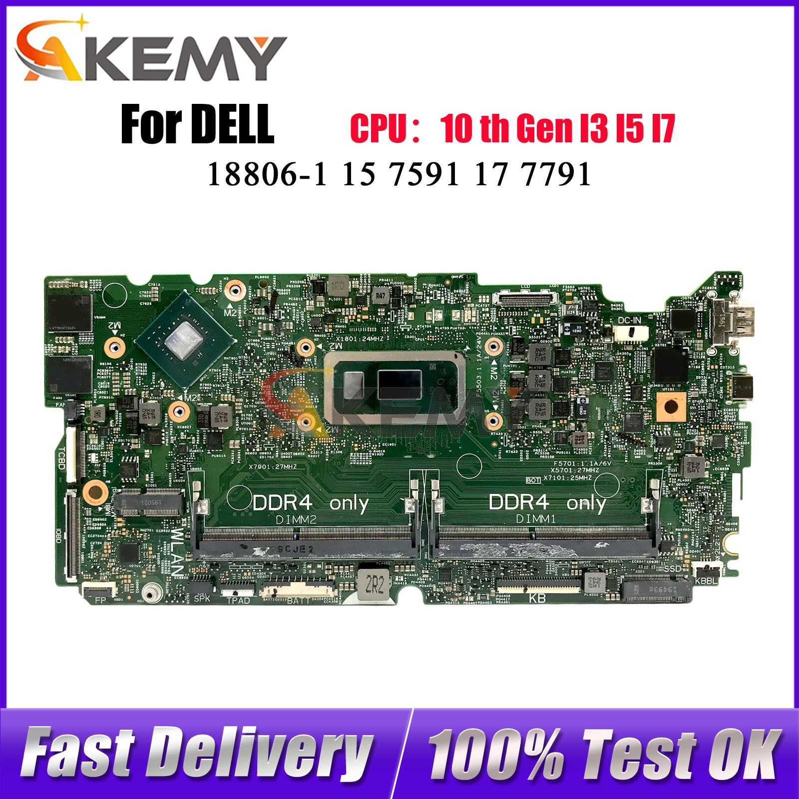 For Dell Inspiron 15 7591 17 7791 18806-1 Laptop Motherboard 0850TM 0D0JY6 i5 i7