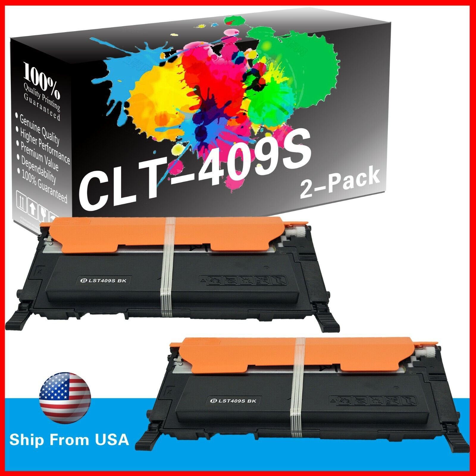 2 PK CLT-409S CLT409S CLT 409S Toner Cartridge for CLP-325 320 315
